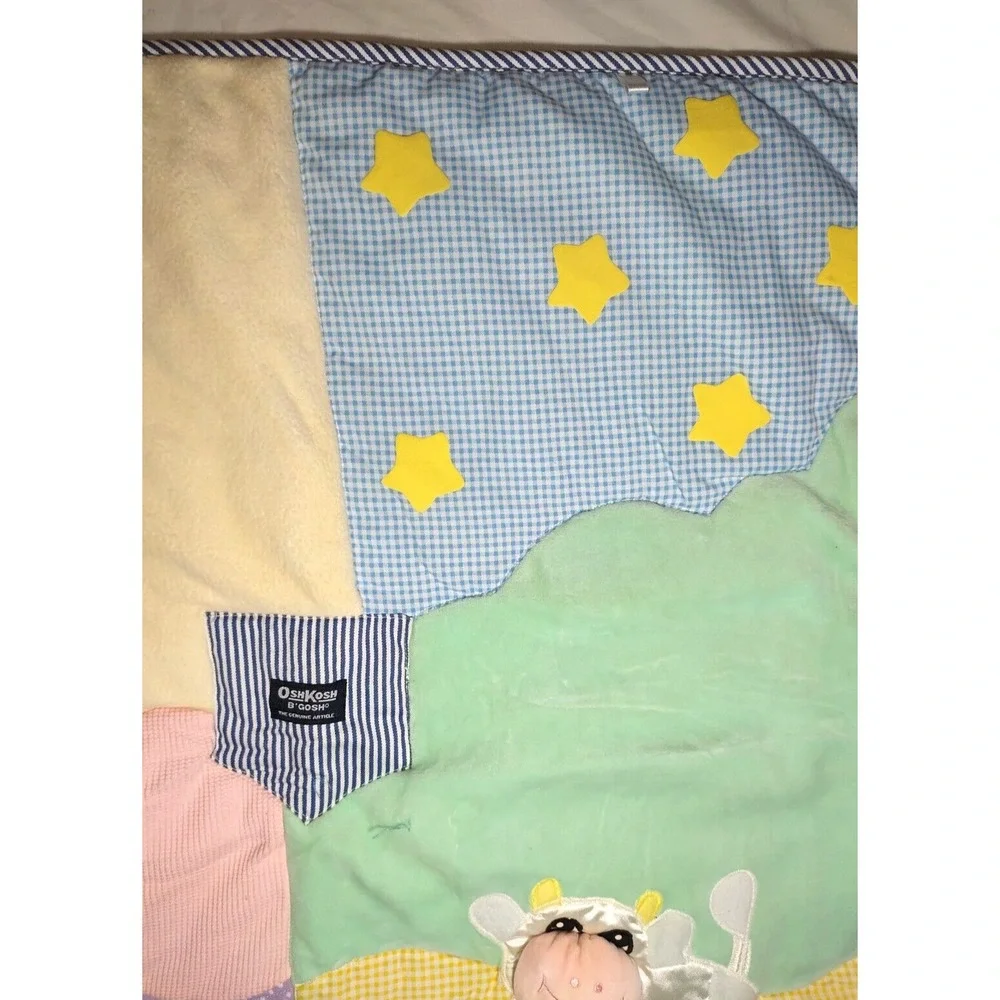 Vtg Oshkosh Baby Playmat Toys R‎ Us Cow Elephant Stars 2000 Stripe Activity